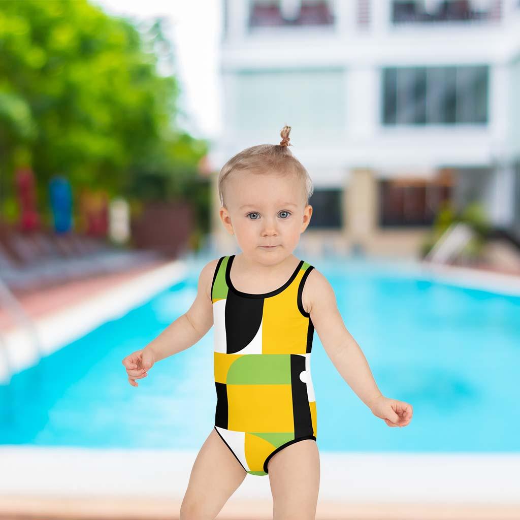 Geometri Bold Girl s Toddler One Piece Swimsuit Fam Fab Prints