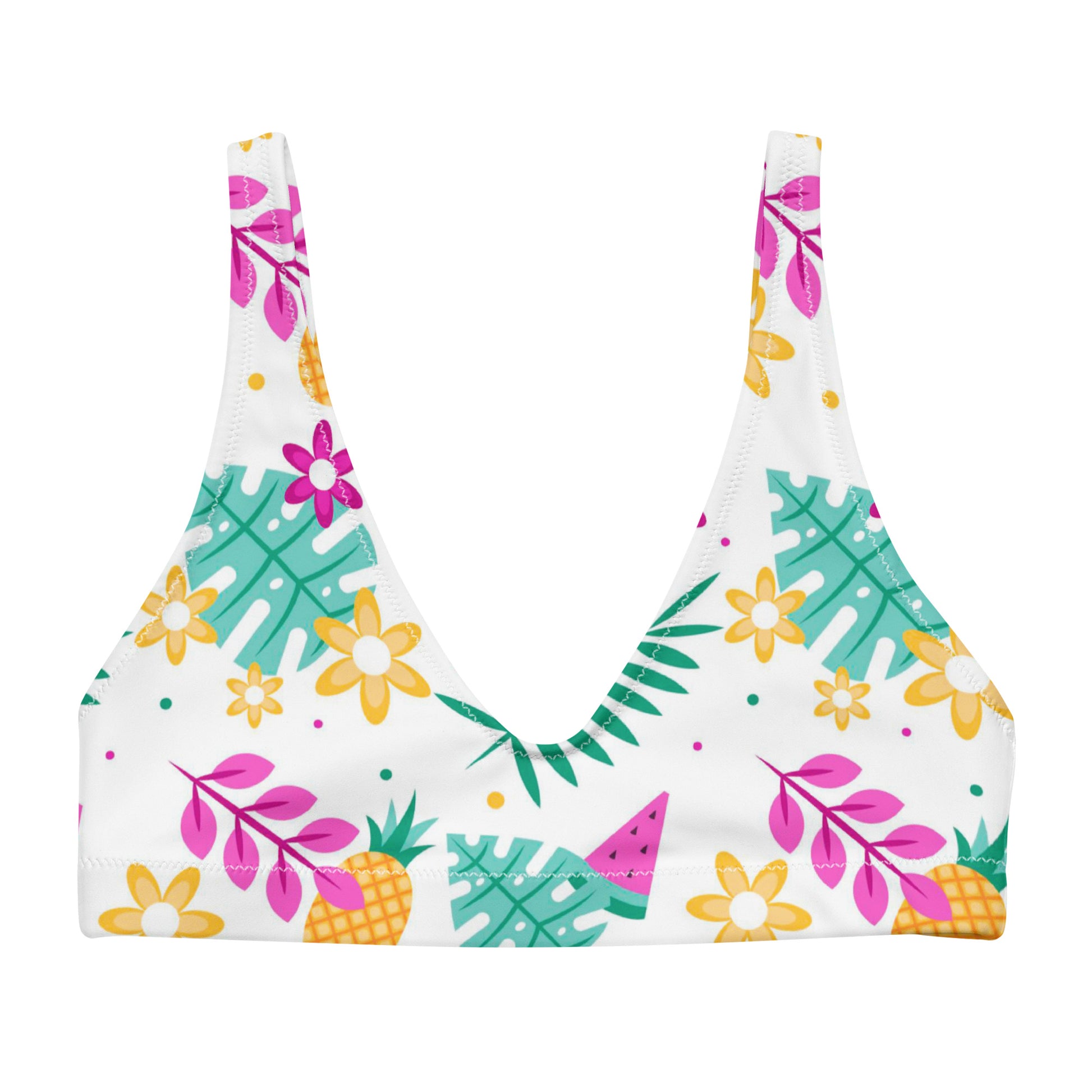 Matching Family Swimwear- Tropic Pineapple - Women's Recycled Padded Bikini Top - Fam Fab Prints