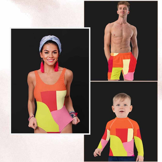 Matching Family Swimwear- Family Beach Essentials Bundle - Sun Kissed Geometri - Fam Fab Prints