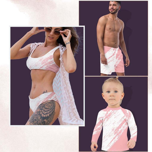 Matching Family Swimwear- Family Beach Essentials Bundle - Treading in Pink - Fam Fab Prints