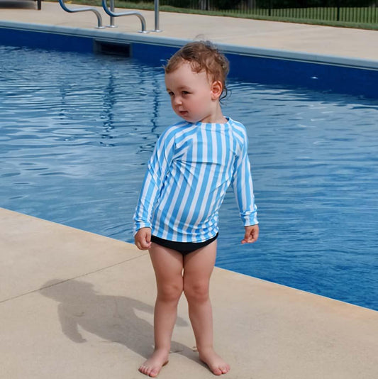 Matching Family Swimwear- Beach Stripes - Girl's Toddler Rash Guard - Fam Fab Prints