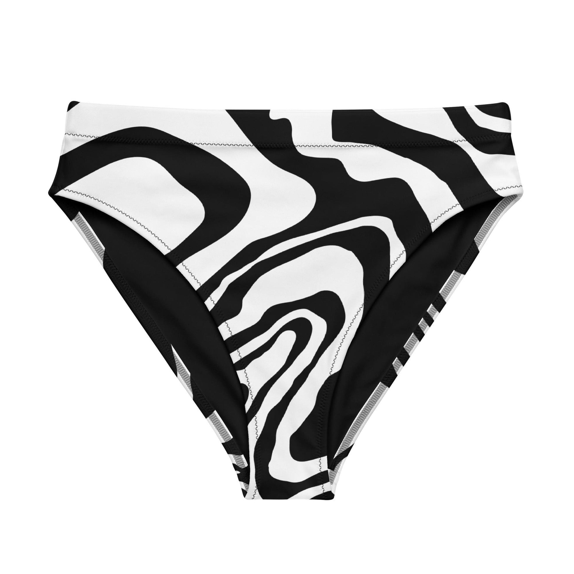 Matching Family Swimwear- Black N White Whirl - Recycled High-Waisted Bikini Bottom - Fam Fab Prints
