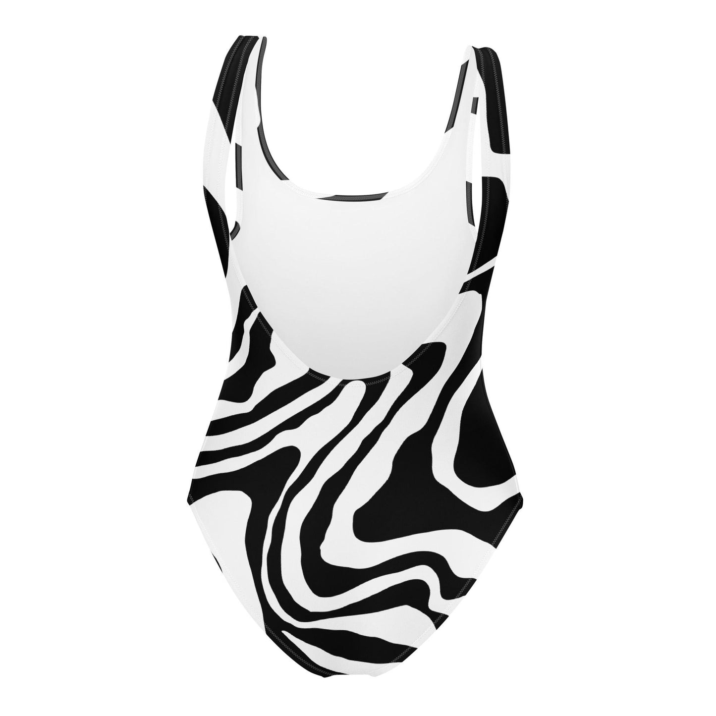 Matching Family Swimwear- Black N White Whirl - Women's One-Piece Swimsuit - Fam Fab Prints