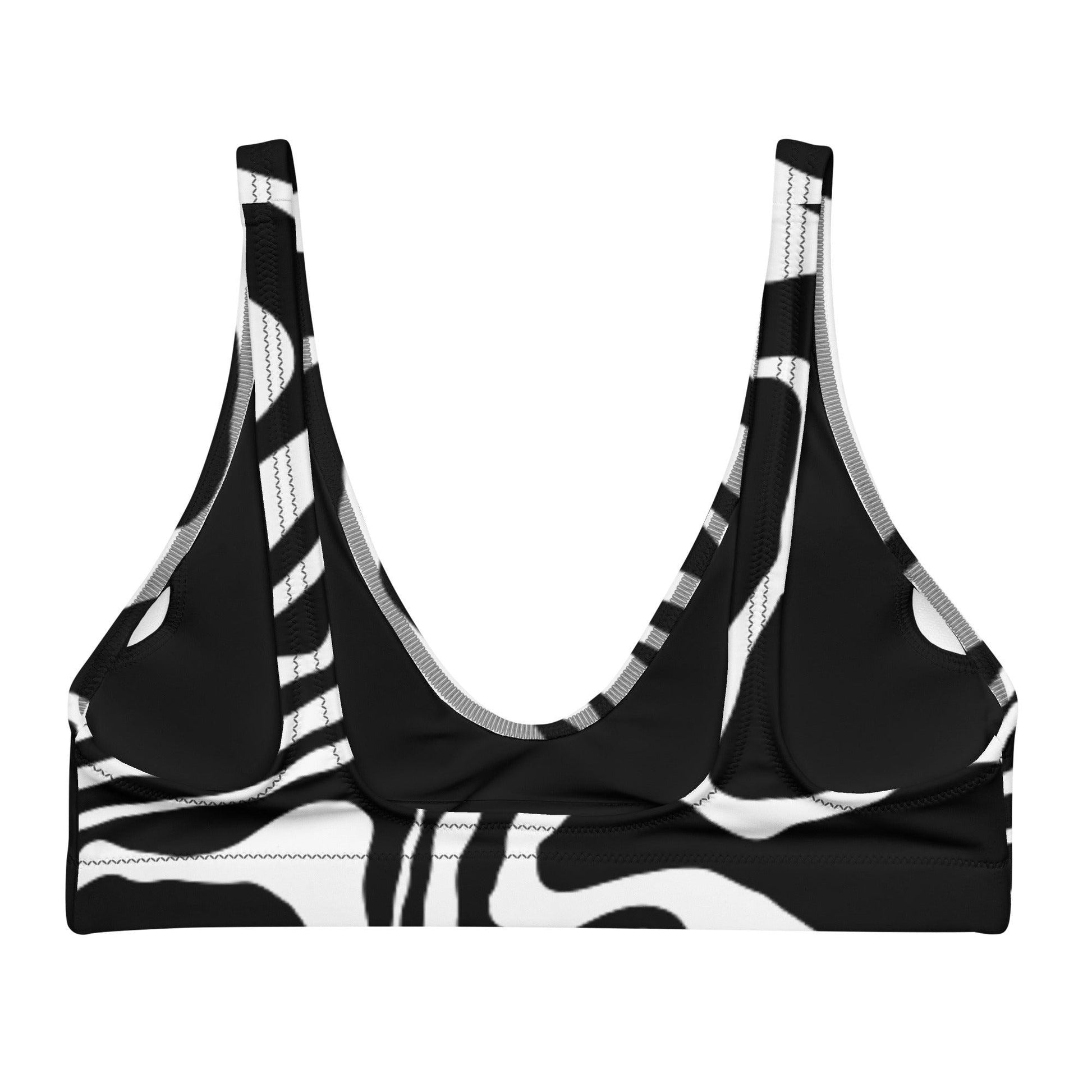 Matching Family Swimwear- Black N White Whirl - Women's Recycled Padded Bikini Top - Fam Fab Prints