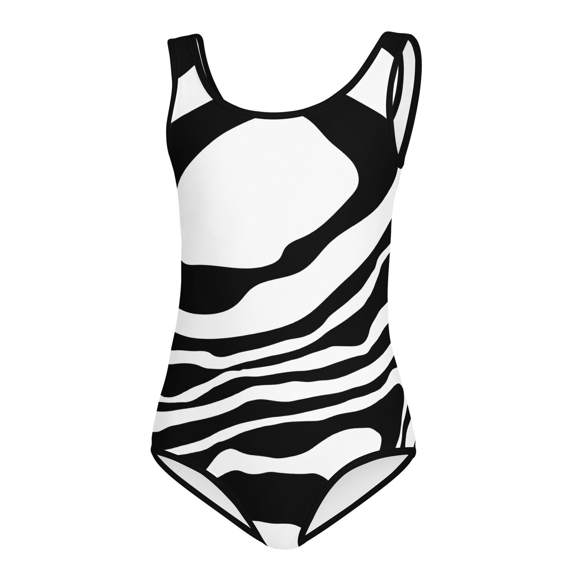 Matching Family Swimwear- Black N White Whirls - Girl's Toddler One-Piece Swimsuit - Fam Fab Prints