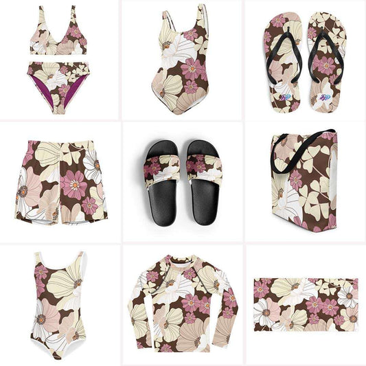 Matching Family Swimwear- Build Your Own Bundle - Cream N Lavender Blooms - Fam Fab Prints