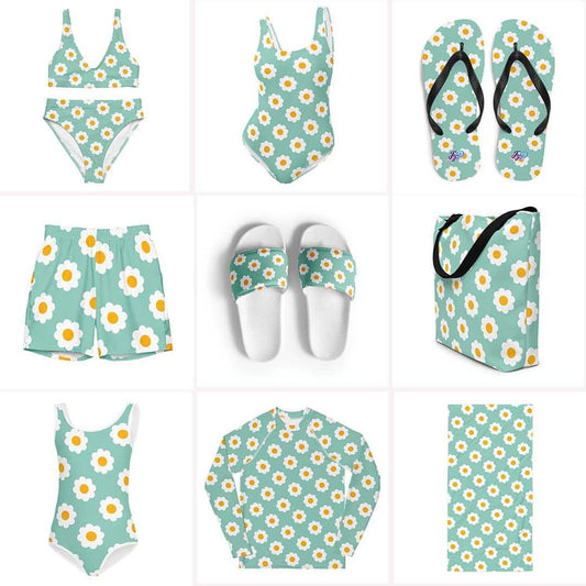 Matching Family Swimwear- Build Your Own Bundle - Daisy Blue - Fam Fab Prints