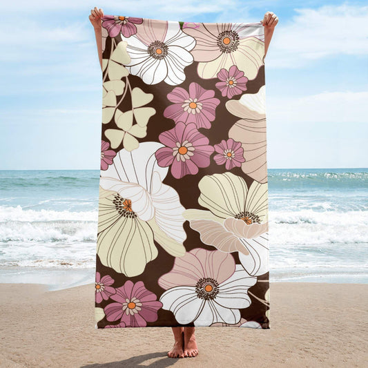 Matching Family Swimwear- Cream N Lavender Blooms - Beach Towel - Fam Fab Prints