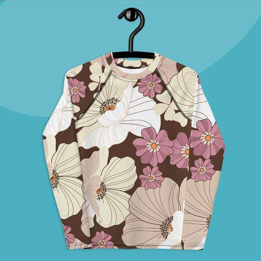 Matching Family Swimwear- Cream N Lavender Blooms - Boy's Toddler Rash Guard - Fam Fab Prints