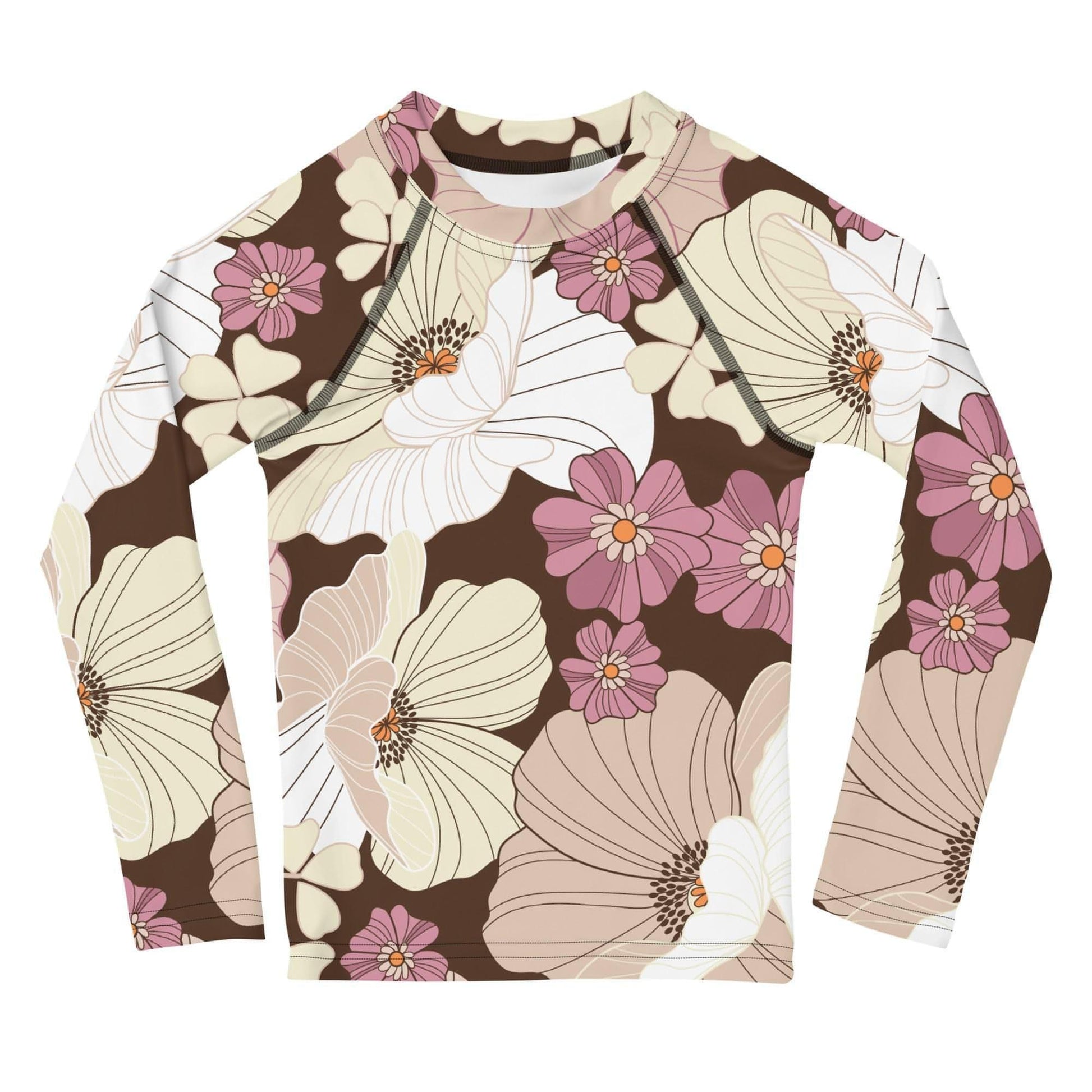 Matching Family Swimwear- Cream N Lavender Blooms - Girl's Toddler Rash Guard - Fam Fab Prints