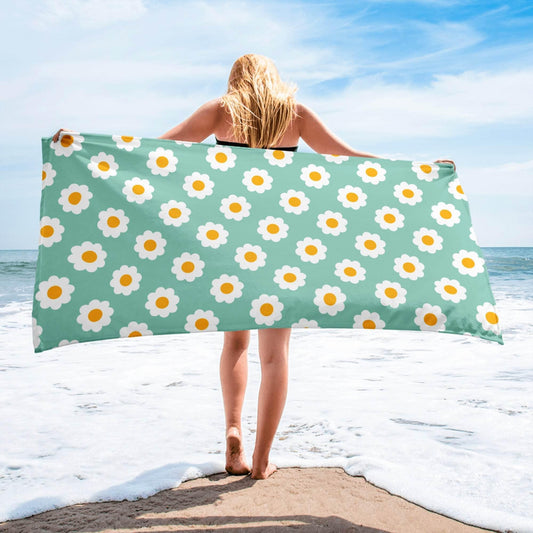 Matching Family Swimwear- Daisy Blue - Beach Towel - Fam Fab Prints