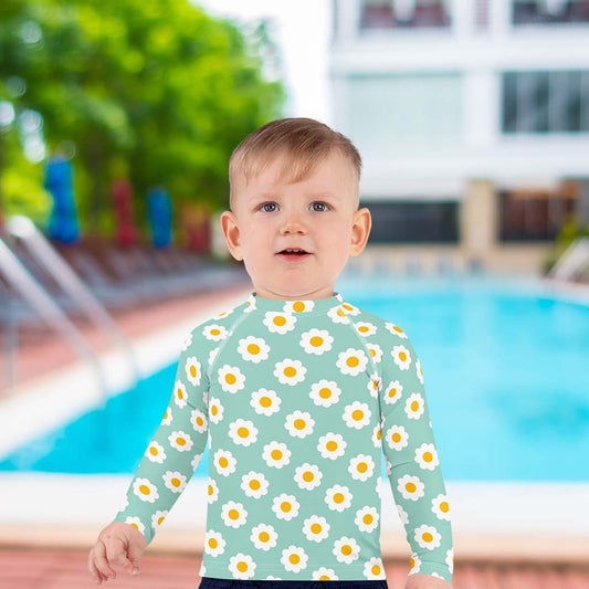 Matching Family Swimwear- Daisy Blue - Boy's Toddler Rash Guard - Fam Fab Prints