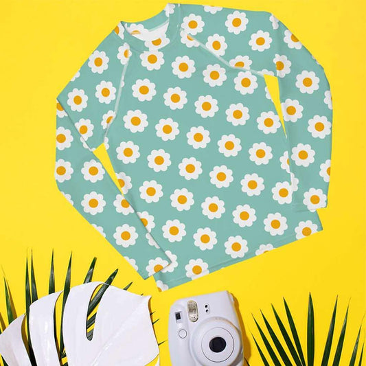 Matching Family Swimwear- Daisy Blue - Girl's Toddler Rash Guard - Fam Fab Prints