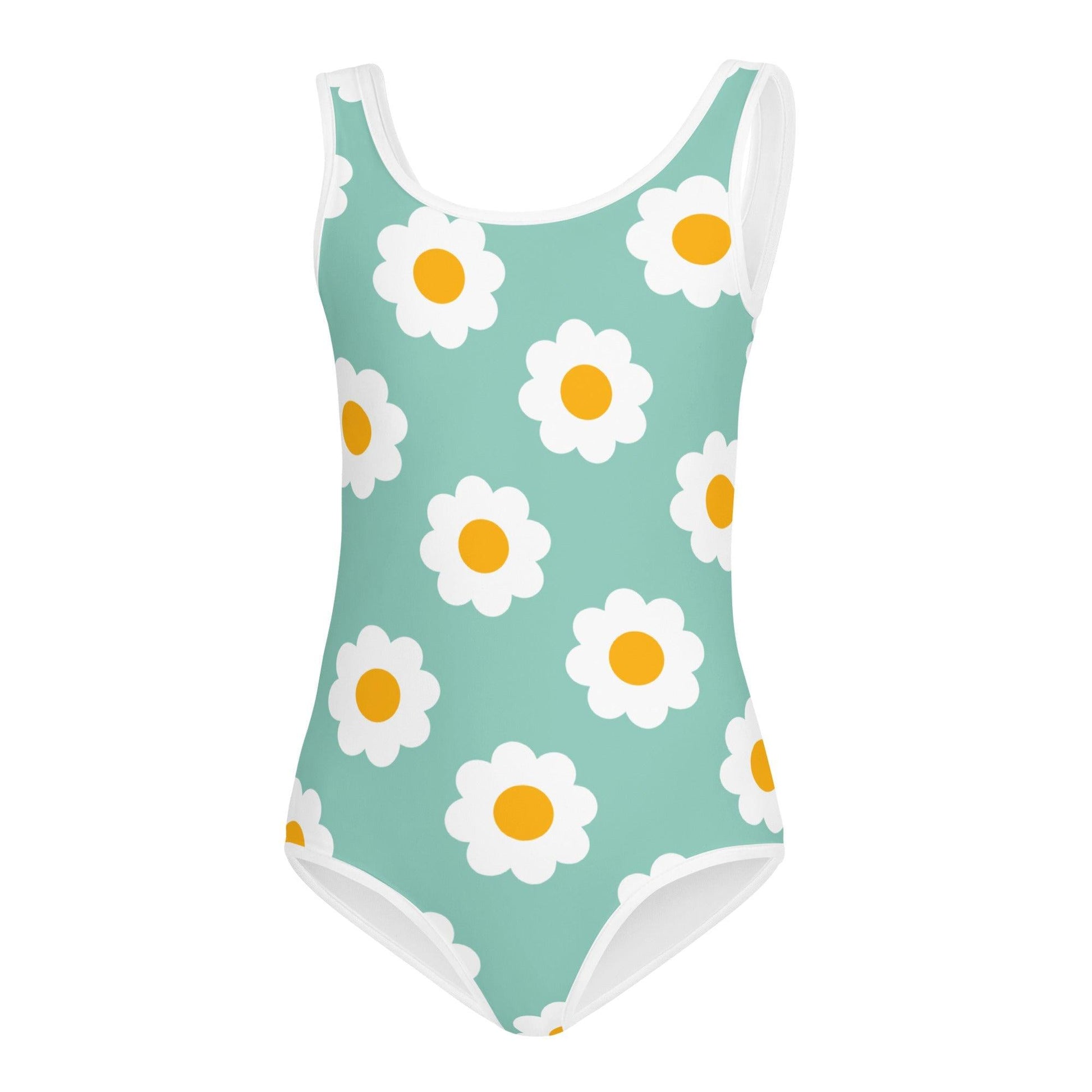 Matching Family Swimwear- Daisy Blue - Girl's Youth One-Piece Swimsuit - Fam Fab Prints