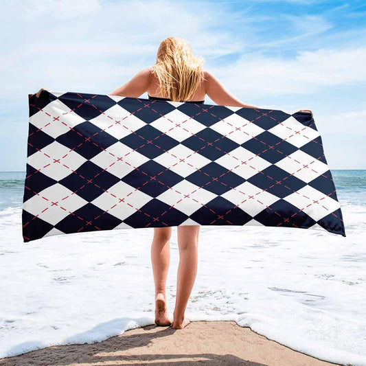 Matching Family Swimwear- Diamond Stitches - Beach Towel - Fam Fab Prints