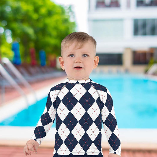 Matching Family Swimwear- Diamond Stitches - Boy's Toddler Rash Guard - Fam Fab Prints