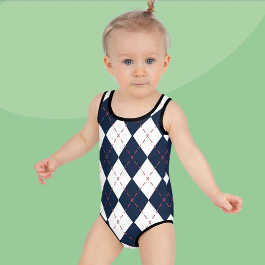 Matching Family Swimwear- Diamond Stitches - Girl's Toddler One-Piece Swimsuit - Fam Fab Prints
