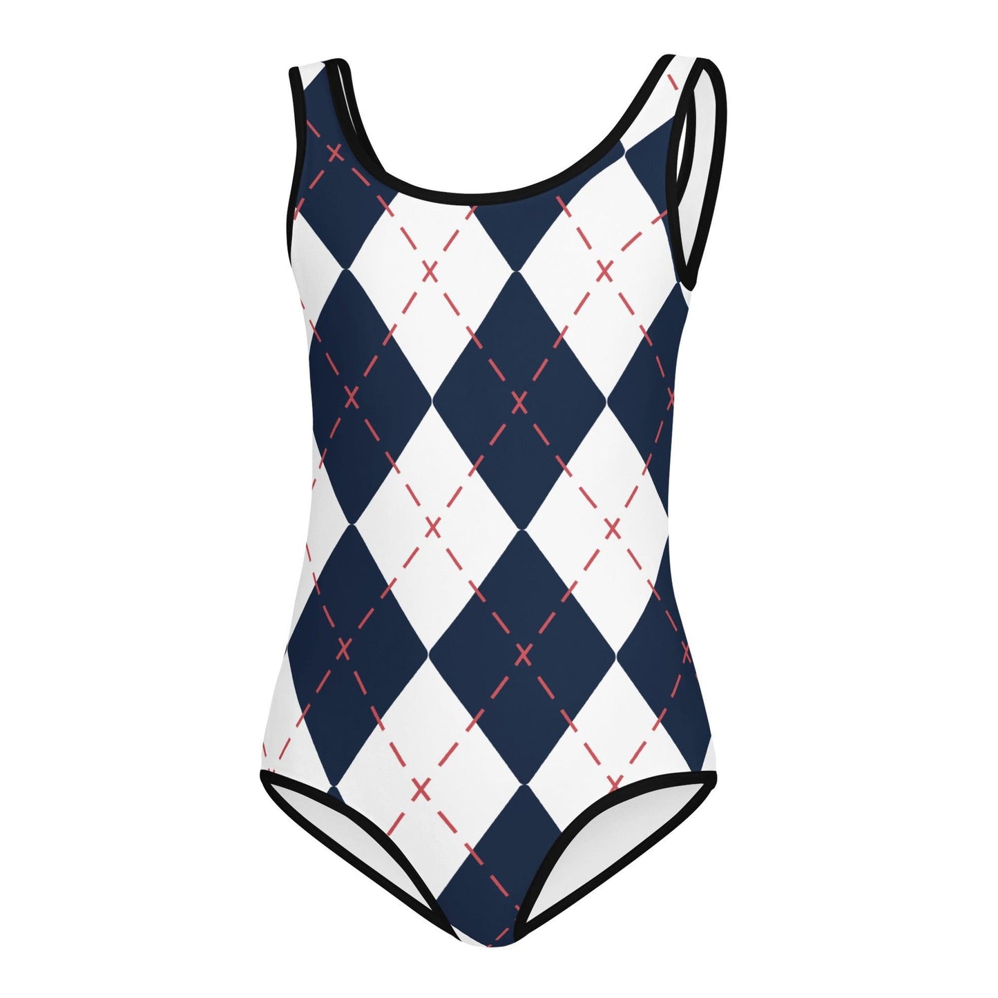 Matching Family Swimwear- Diamond Stitches - Girl's Youth One-Piece Swimsuit - Fam Fab Prints