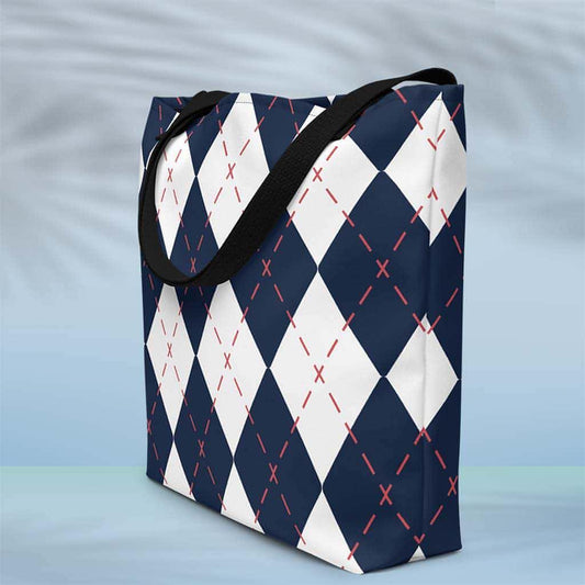 Matching Family Swimwear- Diamond Stitches - Large Tote Bag - Fam Fab Prints