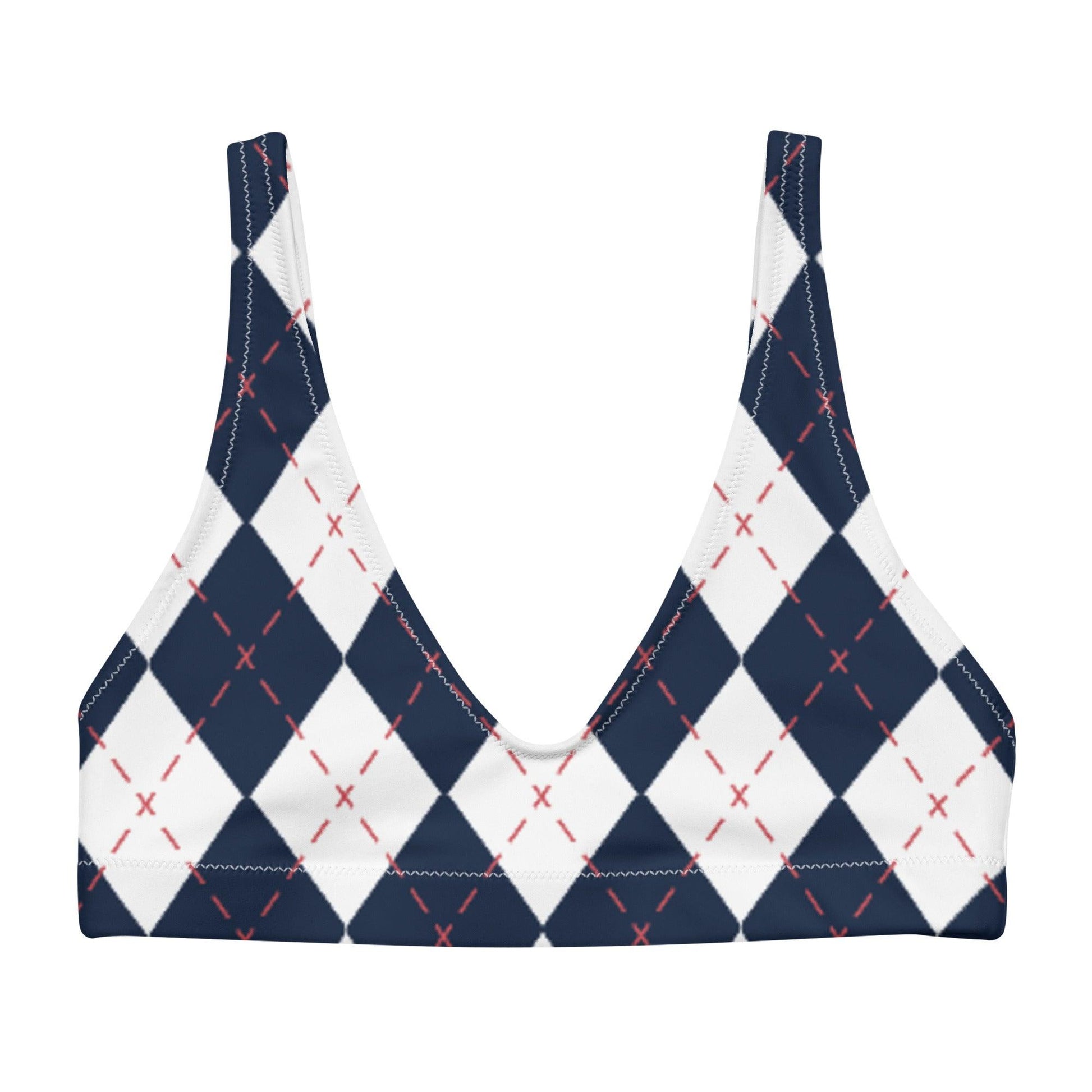 Matching Family Swimwear- Diamond Stitches - Women's Recycled Padded Bikini Top - Fam Fab Prints