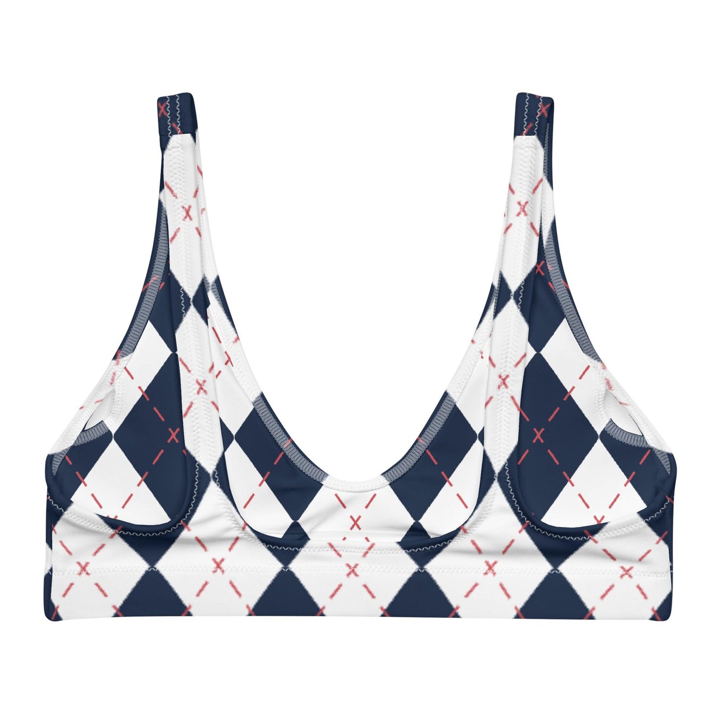 Matching Family Swimwear- Diamond Stitches - Women's Recycled Padded Bikini Top - Fam Fab Prints