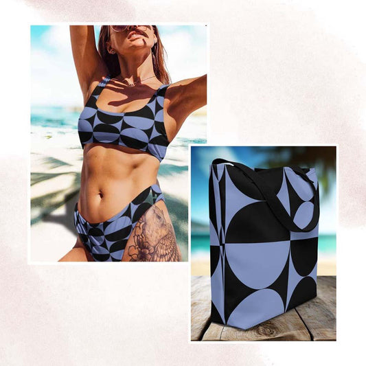 Matching Family Swimwear- Essential Beach Bundle for Her Bikini and Tote - Circular Chic - Fam Fab Prints