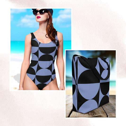 Matching Family Swimwear- Essential Beach Bundle for Her Swimsuit and Tote - Circular Chic - Fam Fab Prints