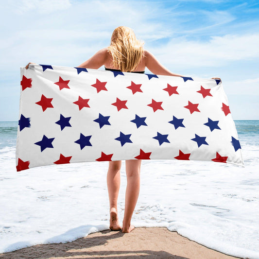 Matching Family Swimwear- Patriotic Stars - Beach Towel - Fam Fab Prints