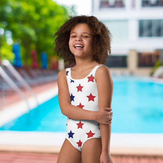 Matching Family Swimwear- Patriotic Stars - Girl's Toddler One-Piece Swimsuit - Fam Fab Prints