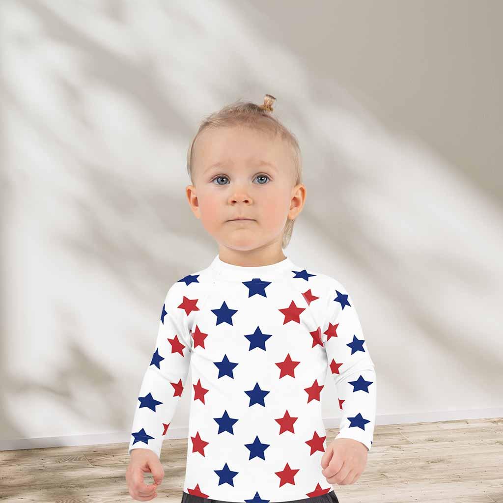 Matching Family Swimwear- Patriotic Stars - Girl's Toddler Rash Guard - Fam Fab Prints