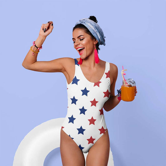Matching Family Swimwear- Patriotic Stars - Women's One-Piece Swimsuit - Fam Fab Prints