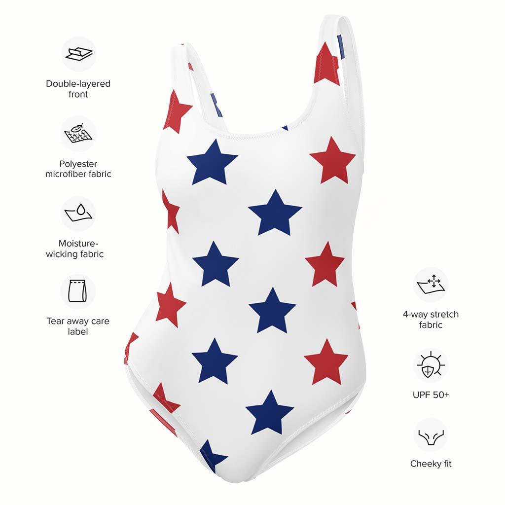 Matching Family Swimwear- Patriotic Stars - Women's One-Piece Swimsuit - Fam Fab Prints