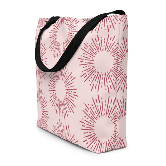 Matching Family Swimwear- Pink Burst - Large Tote Bag - Fam Fab Prints