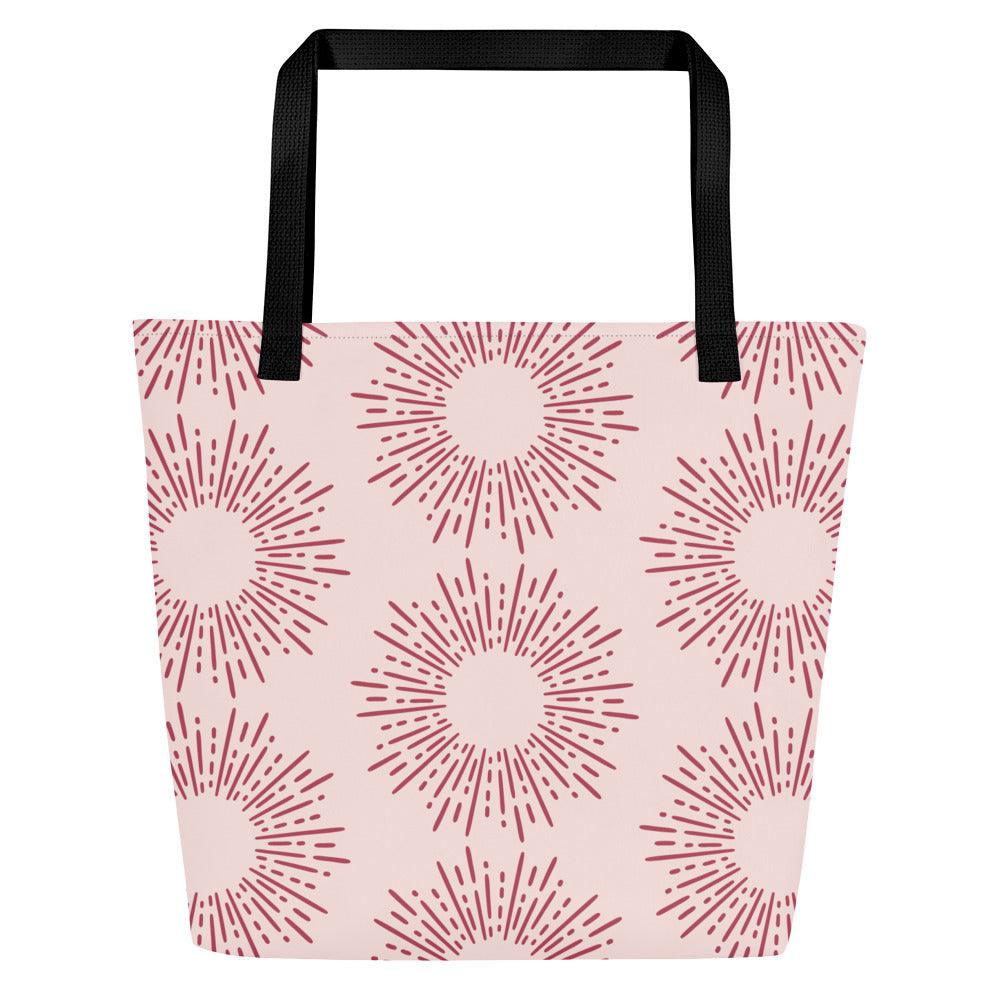 Matching Family Swimwear- Pink Burst - Large Tote Bag - Fam Fab Prints