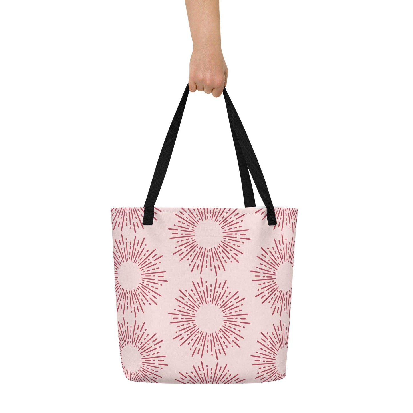 Matching Family Swimwear- Pink Burst - Large Tote Bag - Fam Fab Prints