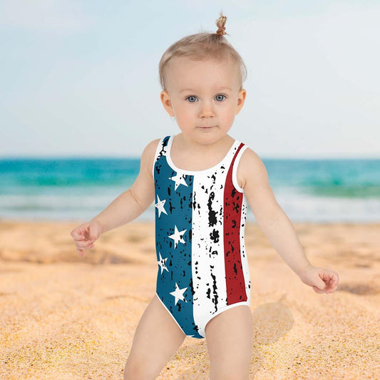 Matching Family Swimwear- Stars and Stripes - Girl's Toddler One-Piece Swimsuit - Fam Fab Prints