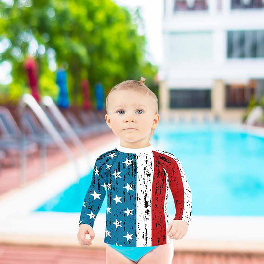 Matching Family Swimwear- Stars and Stripes - Girl's Toddler Rash Guard - Fam Fab Prints