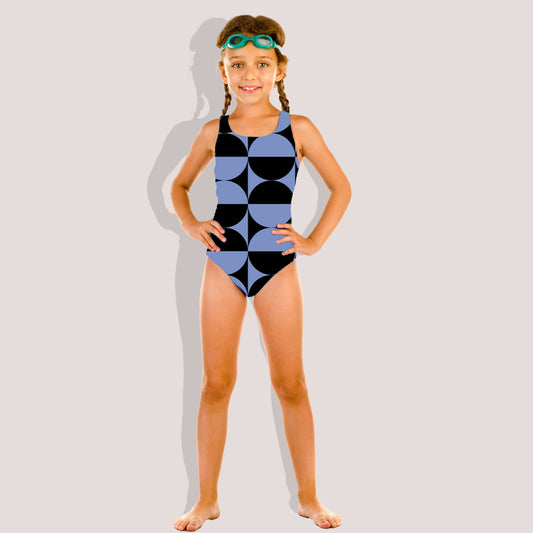 Matching Family Swimwear- Circular Chic - Girl's Youth One-Piece Swimsuit - Fam Fab Prints